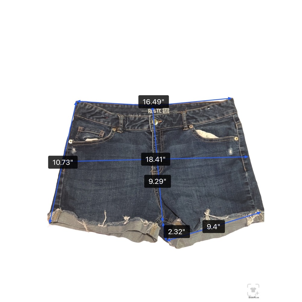 Route 66 Women 12 Blue Denim Jean Dark Wash Distressed Raw Cuffed Hem Shorts - Picture 6 of 6